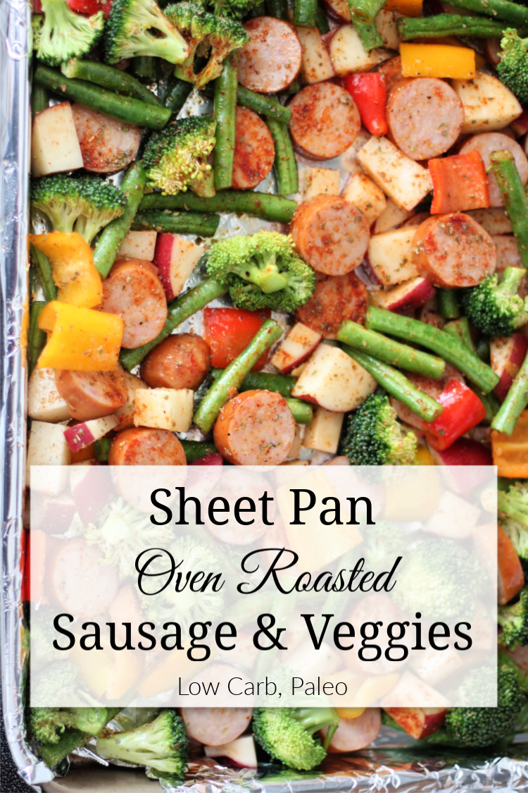 This oven roasted sausage and vegetable recipe requires only one pan, is quick to make, and will keep your family satisfied.
